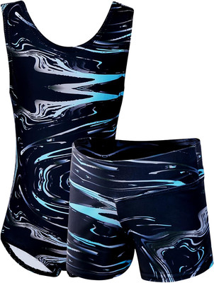 Marble Line Gymnastics Leotards for Girls with Shorts for Ages 4-16