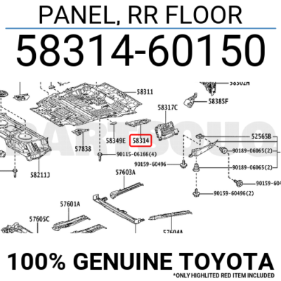 5831460150 Genuine Toyota PANEL, RR FLOOR 58314-60150 | eBay