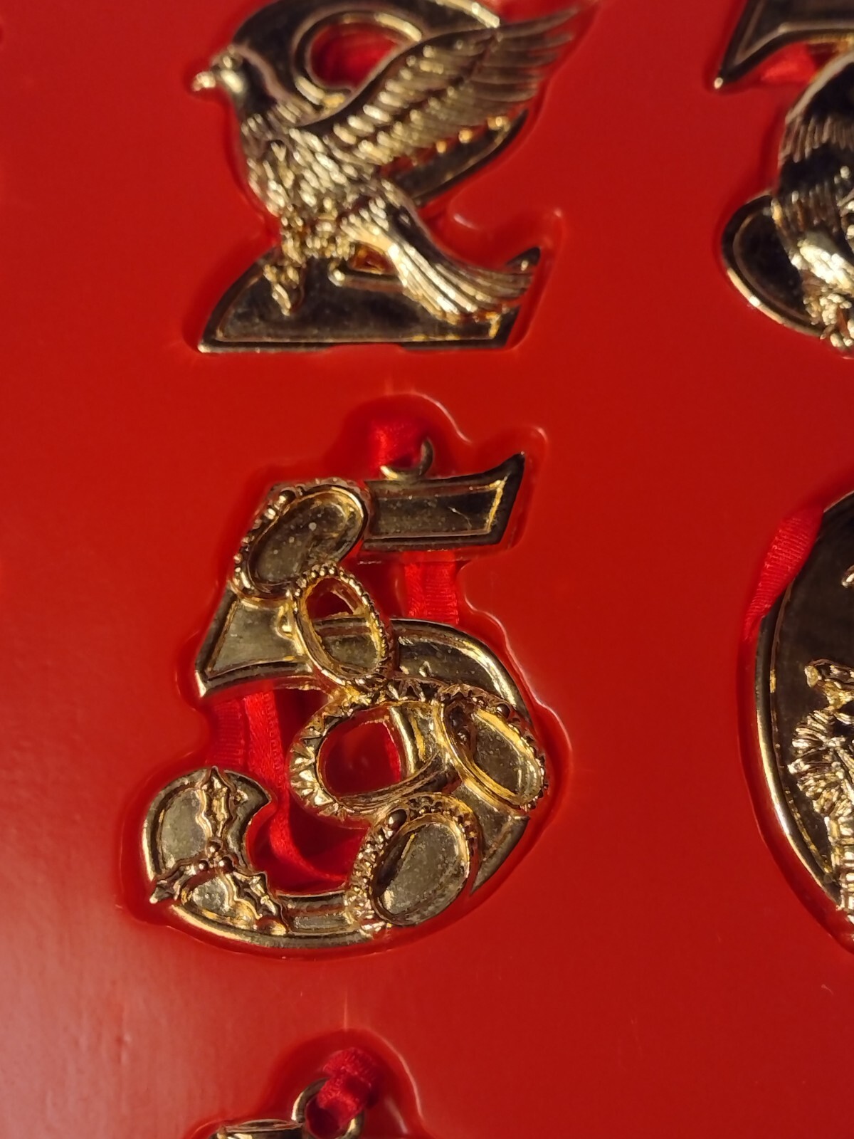 Vtg. Lillian Vernon "12 Days of Christmas" Brass Ornaments In Gold Rare