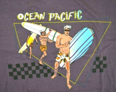 Vintage Ocean Pacific Op T-Shirt Size S 80s Mauve Grunge Pop Long Board Surfer