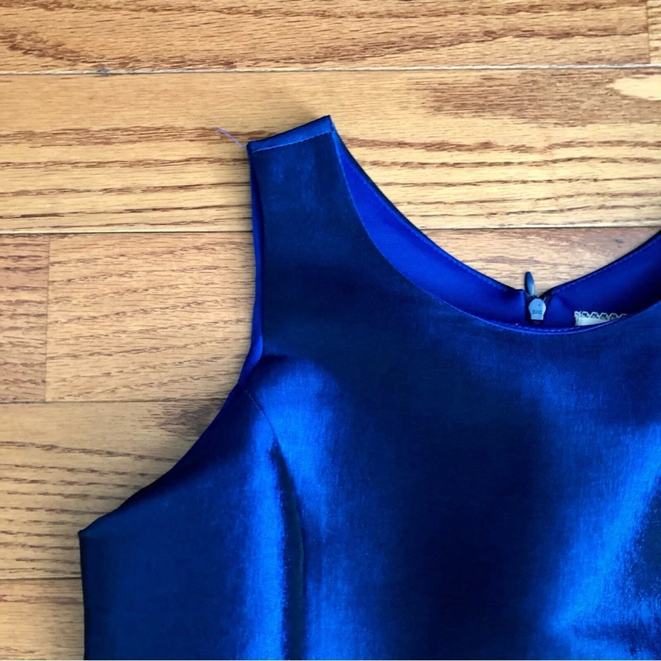 Vestido SOPRANO A-Line Lazo Sin Mangas Formal Azul Metálico Niña’s Talla 14 Foto 4 de 4