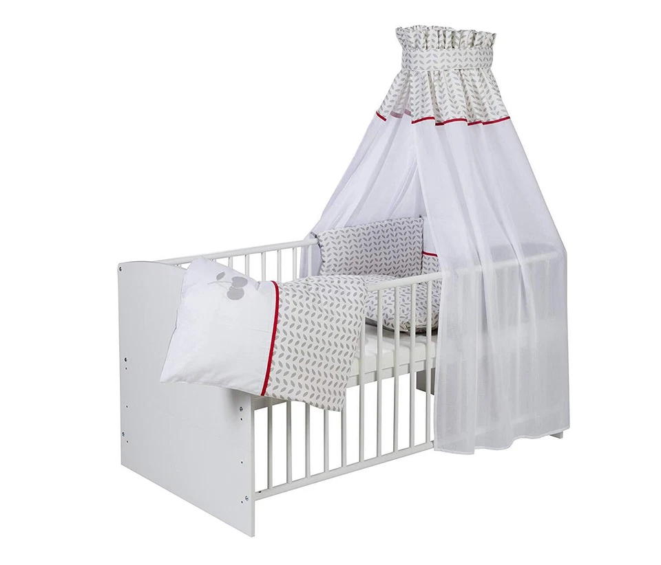 Schardt 13 449 1/750 Kinder-Bettgarnitur 4-teiliges Bettset Cherries, grey