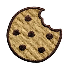 Chocolate Chip Cookie Embroidered Full Stitch Iron On Patch 2" x 2" Snack Treat