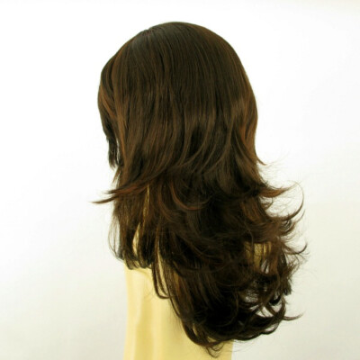 Perruque Femme Semi-longue Couleur Châtain Cuivré Chocolat – Synthétique, Texture Lisse, Taille Moyenne, Neuve Avec étiquettes