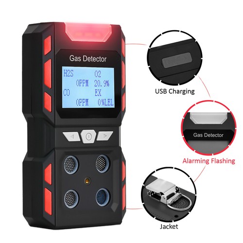 Gas Detector Gas Clip Portable, 4 Gas Monitor Meter Tester Analyzer Rechargeable - Picture 7 of 8