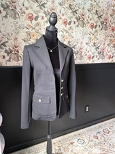 Women  s Black Solid Blazer Suit Jacket Button Front Long Sleeve Lined Pockets 8