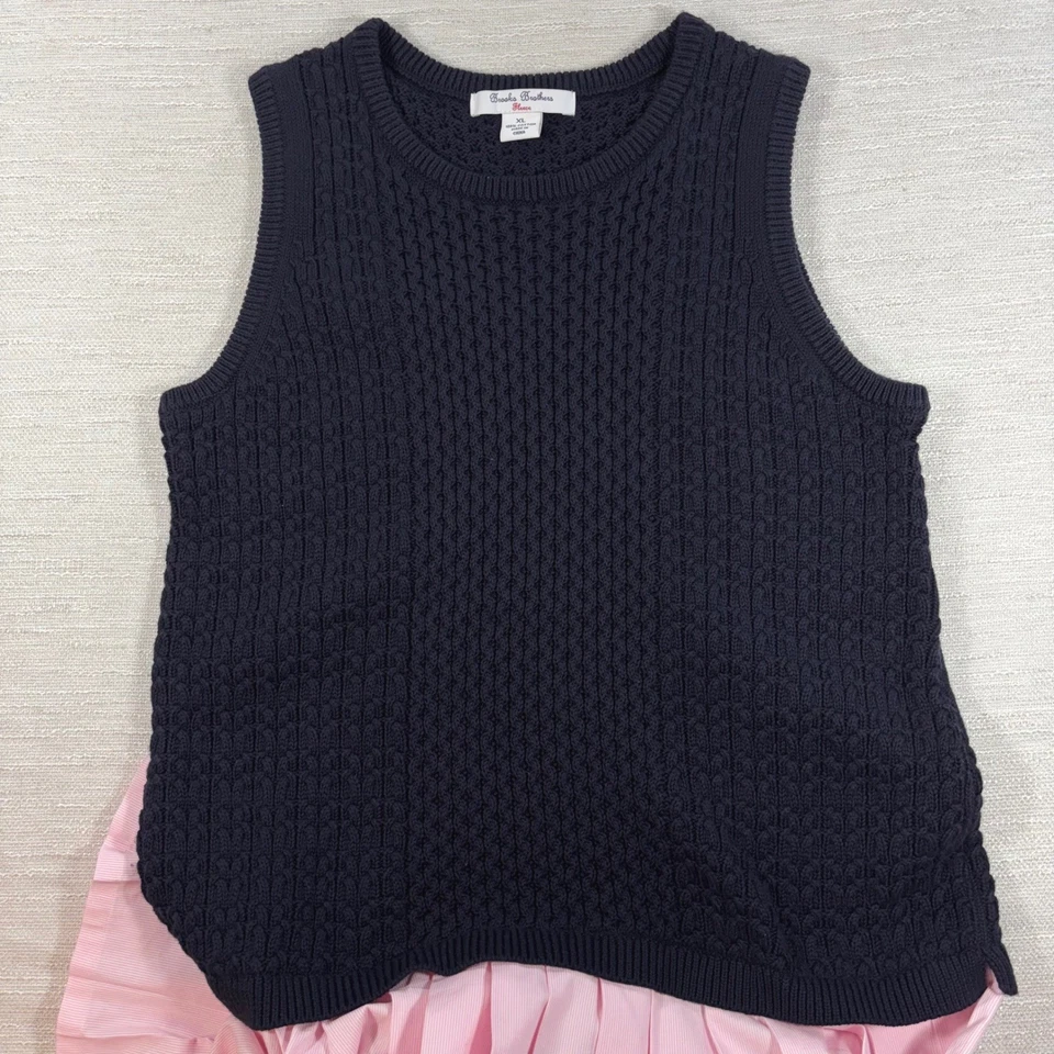 Vestido polar Brooks Brothers para niñas XL sin mangas tejido parte superior plisada parte inferior rosa Foto 4 de 4