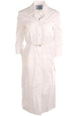 PRADA MIDIKLEID WEISS BAUMWOLLE IT 38 UK 6