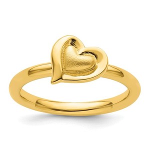 Authentic Sterling Silver Stackable Expressions Gold-plated Heart Ring Size 7 for Women