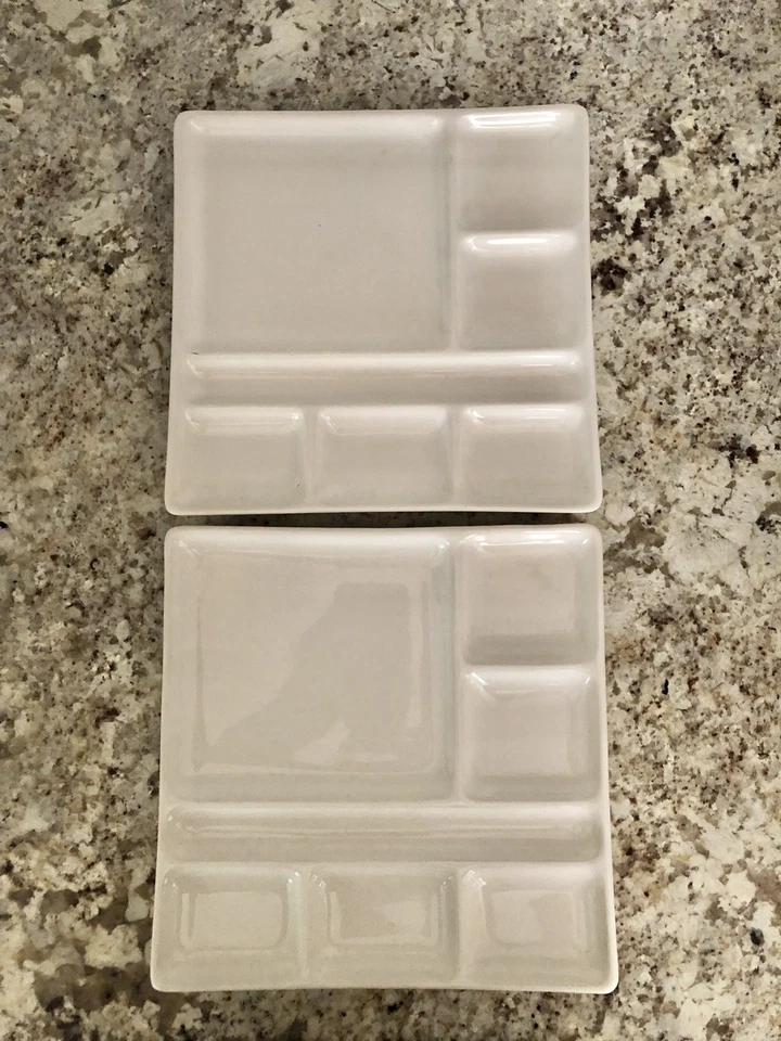 (Set of Two) Crate & Barrel Square White Fondue /Sushi Plates  9” NEW - Image 4 of 4