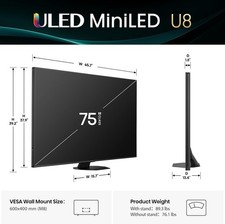 Hisense 75" Class U8 Mini-LED ULED 4K UHD Google Smart TV (75U8QG, 2025 Model) 3