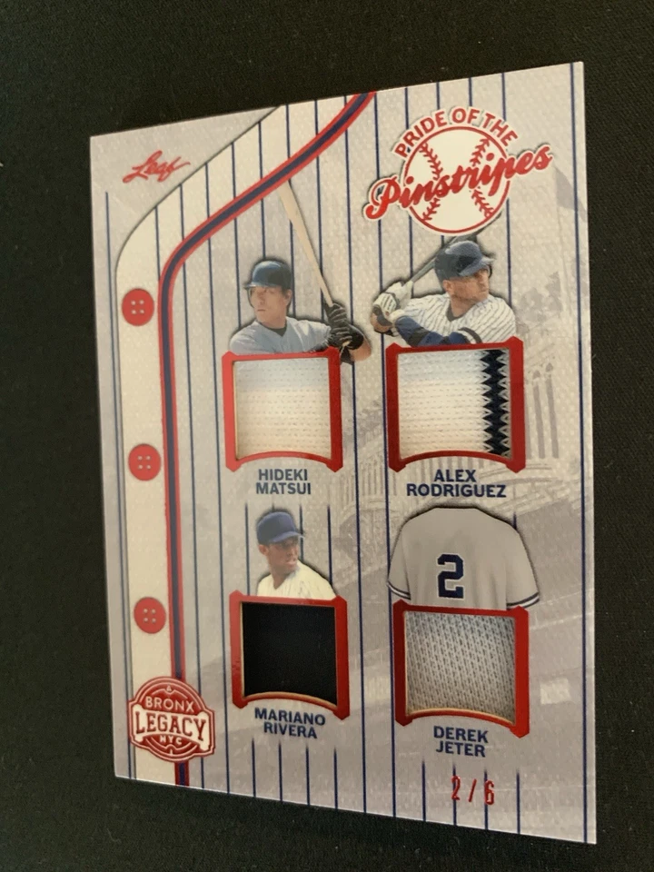 2025 Bronx Legacy Quad GU Patch- Jeter Rivera A-Rod Matsui Jeter # Match 2/6 Red - Image 4 of 4