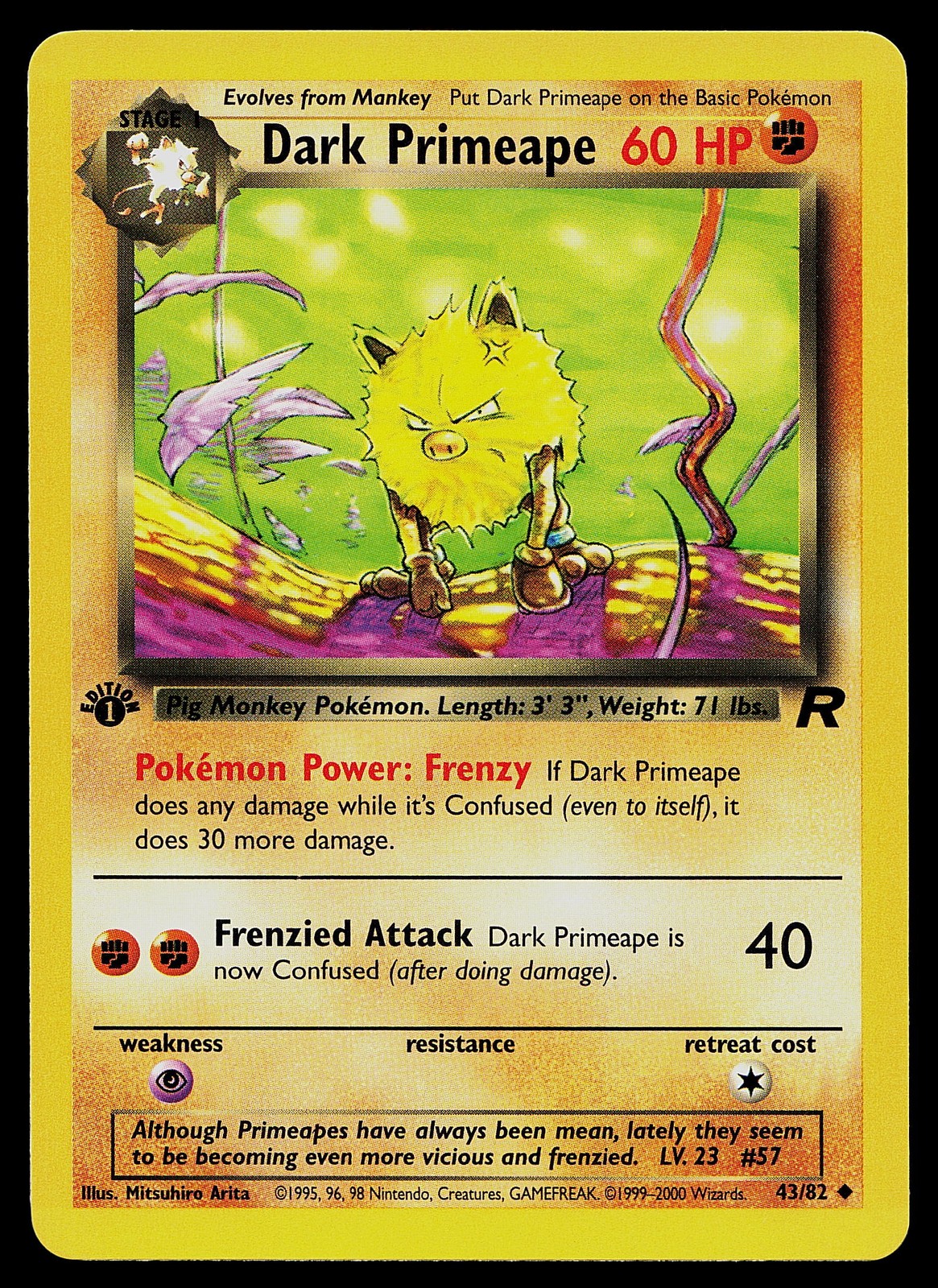 Pokemon Card - Dark Primeape Team Rocket 43/82 Uncommon 1st Edition