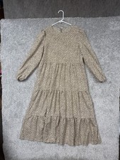 Leopard Print Maxi Dress M Prairie Boho Cottagecore Safari Chic Coastal Grandma