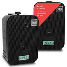 Pyle PDWR40B 5.25" Waterproof Outdoor Speakers Pair Wall Ceiling Mount Black NEW