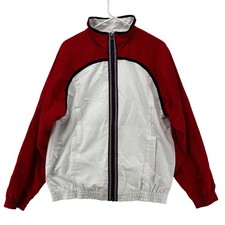 VTG FILA Jacket Mens Large Red White Windbreaker Track Full Zip Colorblock Retro