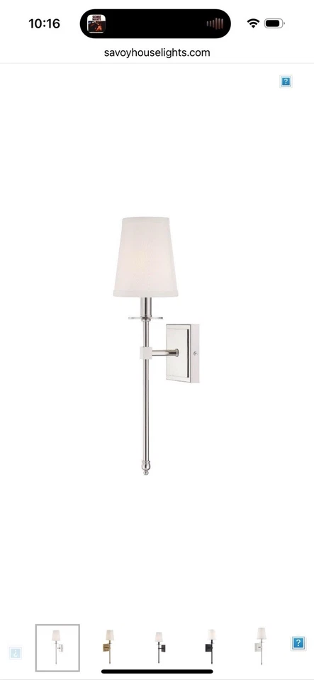 Бра настенное Savoy House Lighting 9-302-1-109 Monroe 1 лампа 20 дюймов полированный никель - Изображение 2 из 4