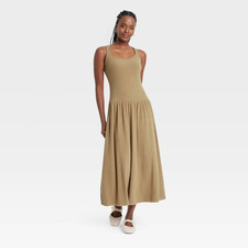 Universal Thread Women's Drop Waist Knit Midi Slip Dress - Brown Size XS