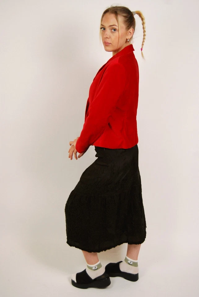 Y2K бархатный блейзер (M) средний красный винтажный - Изображение 2 из 4