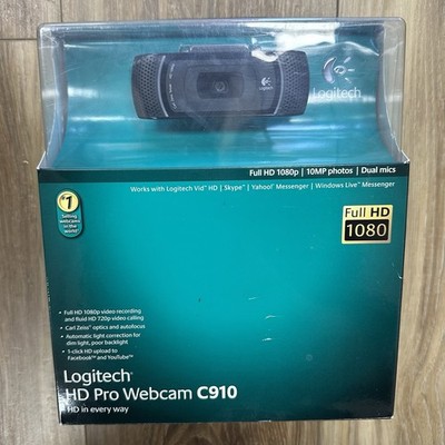 Logitech 1080P 10 MP HD Pro Webcam Model C910 New Open Box