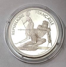 France 100 Francs 1990 Silver 900 Proof Ø37mm 22.3g Ski Downhill Albertvill 91.57 per troy oz