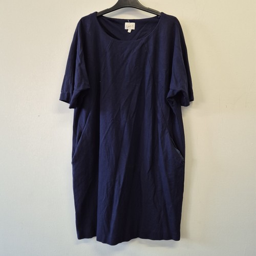 Ladies Dress Size 16 East Navy Thick Stretch Jersey Casual Day Pockets - Picture 3 of 8