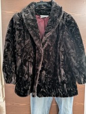 SIZE 18 SAXTON HALL Faux Fur Brown Coat Lined Made in USA INVPV3866