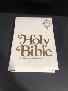 Vintage Large 1995 Catholic Bible - The Holy Bible Catholic Edition -White.