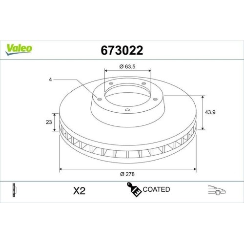 2X Bremsscheibe Valeo 673022 Passend FüR Ford Ford Asia & Oceania-image