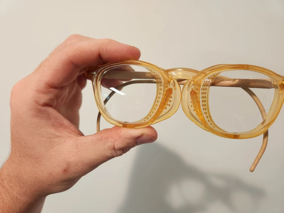 Óculos de segurança industrial vintage Cesco proteção lateral envoltório de arame - Imagem 4 de 4