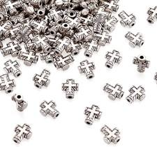 100 Pcs Cross Beads Tiny Cross Charms Loose Spacer Beads for Jewelry Making