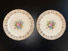 Set 2 piatti vintage Triumph Rosalie Limoges oro 22k pane e burro 7"