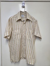 Vintage 70s Hansom Single Stitch Striped Short Sleeve Button Up Shirt Medium
