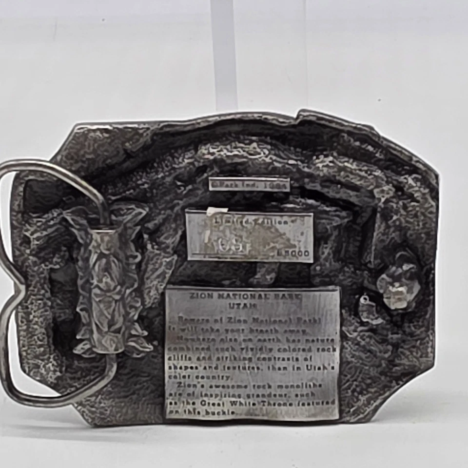 De colección 1984 Zion National Park Hebilla de Cinturón Parque Nacional 3D Edición Limitada #68 Foto 2 de 4