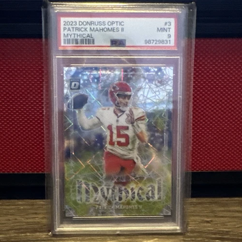 2023 PANINI DONRUSS OPTIC MYTHICAL PRIZM PATRICK MAHOMES CASE HIT SSP PSA 9 MINT