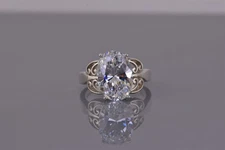 Diamonique Sterling Silver 13mm Oval Cubic Zirconia Scrolled Band Ring 925 Sz: 7