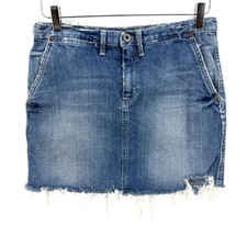 Vintage Ralph Lauren Sport Mini Denim Skirt Size 2 Distressed Y2K Preppy Blue