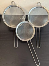 3 Pcs Extra Fine Mesh Stainless Steel Round Strainers - Gently USED