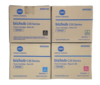 4 x Original Toner Konica Bizhub C35 C35P / Develop Ineo +35 / TNP22 KCMY Set