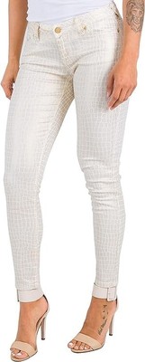 new Poetic Justice women's curvy fit coated twill giraffe print skinny jeans