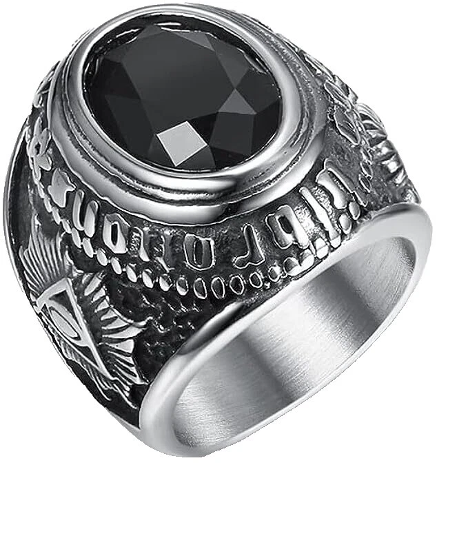 Onyx Anillos de Acero Inoxidable para Hombres