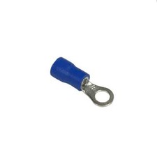 Ring Terminals, PVC Insulated, 14-16 AWG Wire, 10 Stud Size, Blue, 100 Pcs