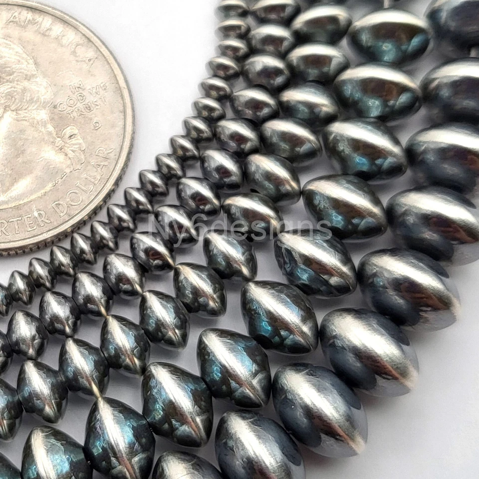 Cuentas de plata de ley .925 de perlas platillo navajo de alta calidad 3,3-8,9 mm para joyería Foto 4 de 4