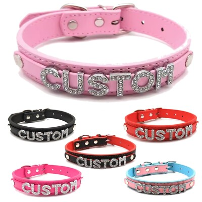 #ad #ad Custom Rhinestone Letter Collar You Choose Color and Words Faux Leather BDSM $25.00