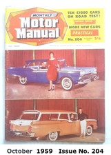 MOTOR MANUAL Monthly Magazine October 1959 No 204   Very Good Condition