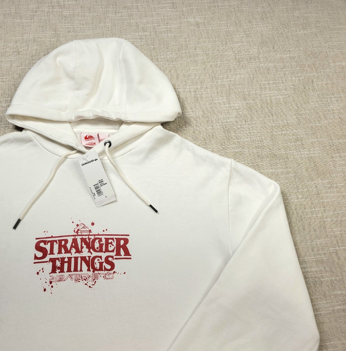 QUICKSILVER Stranger Things Hoodie Large Upside Down Logo Fleece