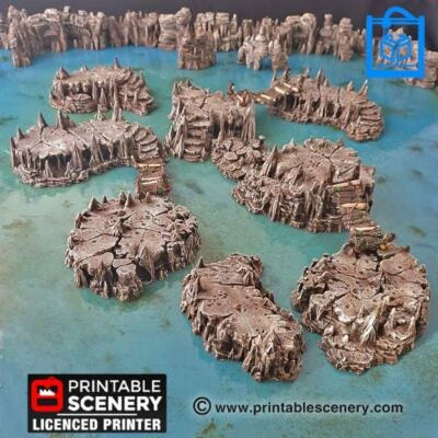 CNC UNIVERSE Raised Caverns Tabletop Gaming Terrain 3D Print 10/15/20/28/32MM