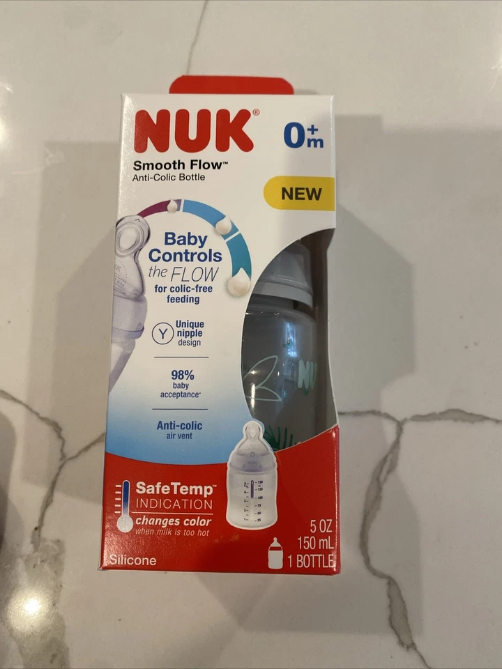 Botella anticólicos de flujo suave NUK, 5 oz. Indicador de temperatura seguro. Silicona 0+mes Foto 3 de 4