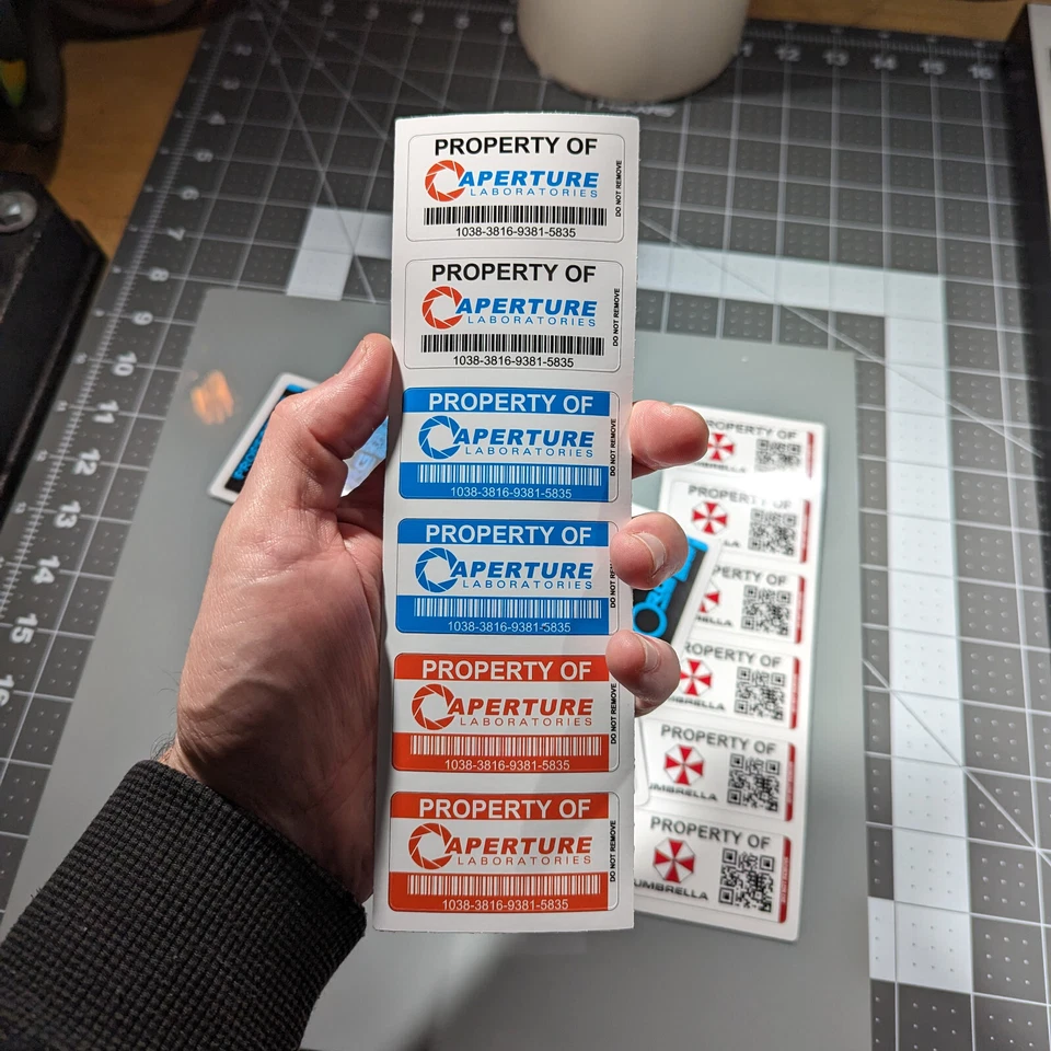 Aperture Laboratories Asset Tags Vinyl Decal StickerLabs laptop window tumbler - Image 2 of 4