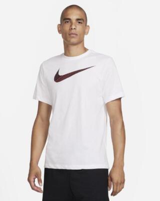 Nike Men's Dri-FIT Short-Sleeve Fitness T-Shirt XXL White Black Red Swoosh  NWT
